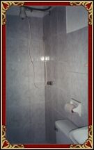 The bathroom with hot water in the shower.